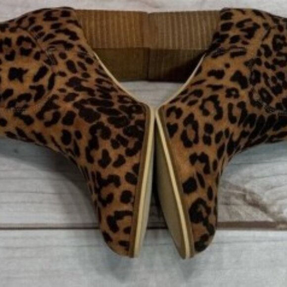 Hey Girl by Corky’s Wicked Leopard Faux Suede Slip On Soft Shaft Heeled Boots - Picture 3 of 3